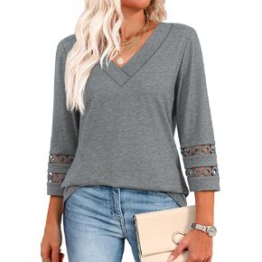 3/4 Length Sleeve Womens Tops Dressy Casual Blouses for Women 2026 Trendy V Neck T Shirts Summer Clothes in Saudi Arabia