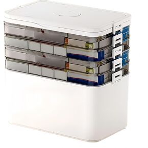 5-Tier Medicine Cabinet Large Pill Organizer with Plastic Handle Bathroom Storage Solution for Home Office, Pill Bottle, Art, Craft Tool Box Organizer (White) in Saudi Arabia