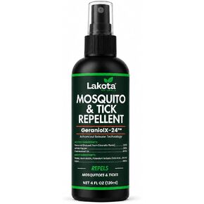 Lakota Naturals GeraniolX-24 Mosquito & Tick Bug Repellent Spray, DEET-Free Essential Oil for Skin, Clothing & Gear. 4oz Pump Spray in Saudi Arabia