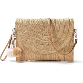 Sightor Straw Clutch Purse for Women Summer Beach Straw Handbag Vacation Woven Envelope Bag in Saudi Arabia