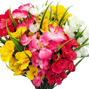 8 Bundles Artificial Hibiscus Flowers for Outdoor Faux UV Resistant Fake Silk Plants Flower for Front Porch Pot Planters Garden Window Box Indoor Home Decor (Red, Pink, Purple Red) in Saudi Arabia