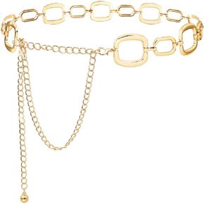 Women's Metal Waist Chain Turquoise Square Chain Belt for Dress Western Cowgirl Link Belts in Saudi Arabia