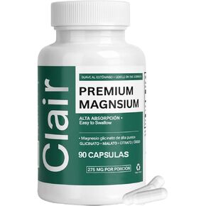 Clair Magnesio Premium, with B6 D3 Zinc – 4-in-1 Blend, Gentle on Stomach, Full Body Unwind – Muscle Relaxation + Digestive Comfort + Sleep Aid. (Glycinate, Malate, Citrate, Oxide) 90 Capsules in Saudi Arabia