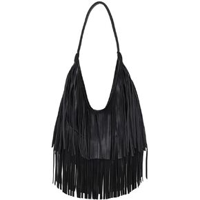 Fringe Hobo Shoulder Bag Vegan Leather Layered Tassel Women Purse Bags | layered tassel in Saudi Arabia