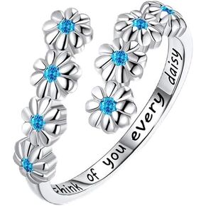 LYTTMAB Dainty Birthstone Daisy Sunflower Ring For Women, Sterling S925 Silver Birth Flower Ring, Ring for Mom Mother Daughter in Saudi Arabia