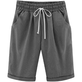Women's Bermuda Shorts Summer Beach Casual Lounge Shorts with Pockets Knee Length High Waisted Drawstring Short in Saudi Arabia