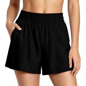 Aymnlox Casual Shorts for Women Elastic Waist Relaxed Short Pant with Pockets Soft Breathable Daily Lounge Athletic Shorts in Saudi Arabia