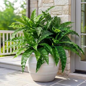 4 Pcs Artificial Plants Outdoor, Artificial Bird Nest Fern Stems, 3D Real Touch Fake Dracaena Plants with 60 Blades, UV Resistant Weatherproof Faux Indoor Greenery for Garden Porch Home Office Decor in Saudi Arabia