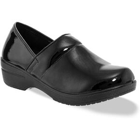 Women's Dannis Black Clogs - Professional Comfort Slip-On Work Shoes, Vegan Leather Nursing & Hospitality Footwear, Lightweight Cushioned Sole, Medium Width in Saudi Arabia