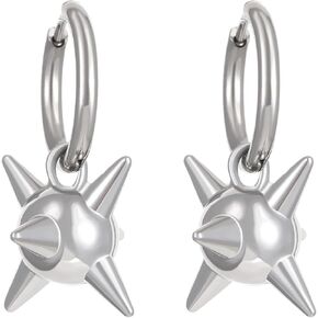 Spike Earrings for Women Men Silver Plated Stainless Steel Posts Goth Punk Y2K Earrings 2 Styles Spiked Mace Dangle Hoop Earrings for Alternative Emo Halloween Jewelry in Saudi Arabia