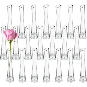 21 Pcs Tall Glass Bud Vases Bulk Single Skinny Rose Vase Party Decor Flower Centerpieces for Wedding Event Home Table Office (9.84" H x 2.36" W) in Saudi Arabia