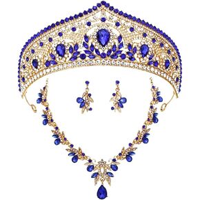 Princess Tiara Crown and Jewelry Sets for Women Wedding Rhinestone Crystal Tiaras and Crowns with Necklace Earrings Party Birthday Accessories in Saudi Arabia
