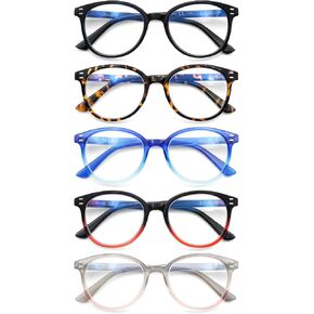 COJWIS Reading Glasses Blue Light Blocking 5 Pack Spring Hinge Fashion Readers for Men and Women Anti Glare Filter Eyeglasses in Saudi Arabia