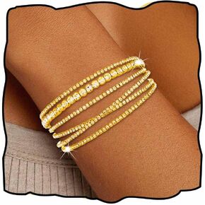 Gold Rhinestone Bracelets Silver Multilayer Charm Cuff Bracelet Crystal Bridal Bangle for Women in Saudi Arabia