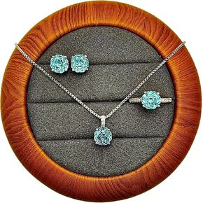Silver Plated Colorful Moissanite Jewelry Set (Necklace, Ring, Earrings) for Wedding, Party, Prom, Proposal Ceremony Ideal for Bride, Bridesmaid, Guest Gift in Saudi Arabia