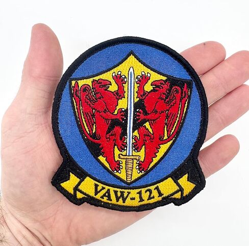 VAW-121 Blue Tails Squadron Patch – 4 Inch Embroidered Airborne Early Warning Insignia – Hook and Loop Backing – Veteran Owned Business in Kuwait