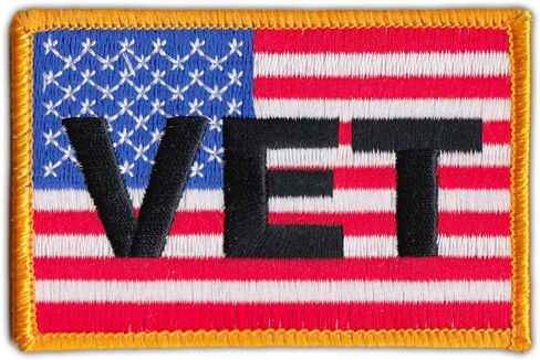 Motorcycle Biker Jacket Embroidered Patch - United States Flag USA (Military Vet Flag) - Red, White and Blue in Kuwait