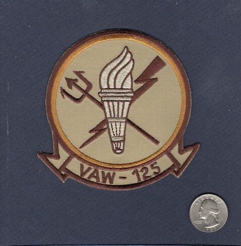 Embroidered Patch - Patches for Women Man - Original VAW-125 TIGERTAILS Navy Grumman E-2C E-2 Hawkeye Desert Squadron Patch, Shown in the Photo in Saudi Arabia