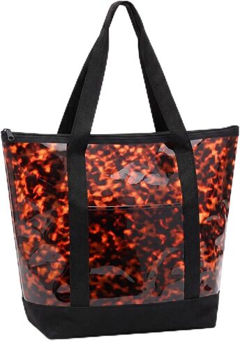 Sanwuta Clear Star Tote Bag for Women, Security Approved Large Tote Shoulder Beach Bag with Zipper for Travel Work in Kuwait