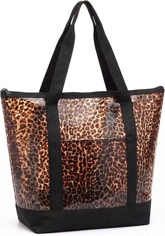 Sanwuta Clear Star Tote Bag for Women, Security Approved Large Tote Shoulder Beach Bag with Zipper for Travel Work in Kuwait