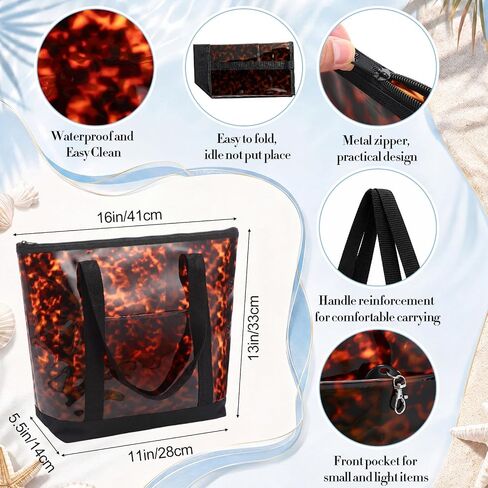 Sanwuta Clear Star Tote Bag for Women, Security Approved Large Tote Shoulder Beach Bag with Zipper for Travel Work in Kuwait
