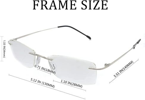 Bifocal Rimless Readers Blue Light Proof Reading Glasses Women Men Reduce Eyestrain Utra-Lightweight Eyeglasses in Saudi Arabia