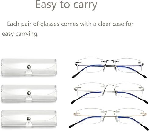 Bifocal Rimless Readers Blue Light Proof Reading Glasses Women Men Reduce Eyestrain Utra-Lightweight Eyeglasses in Saudi Arabia