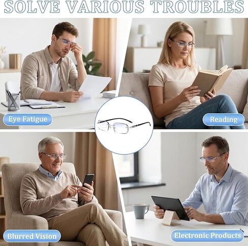Eye Strain Glasses Self Adjusting, Digital Eye Strain Relief for Office Workers and Gamers, Automatic Focus Adjustment for Reading and Screen Use, Includes Protective Case and Cleaning Cloth in Saudi Arabia