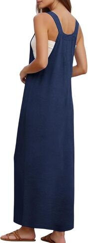 Overall Dress for Women Summer Long Jumper Dress Adjustable Strap A Line Pinafore Maxi Dresses with Pockets in Saudi Arabia