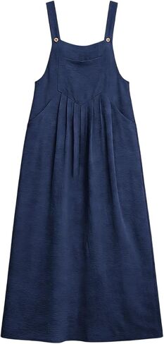 Overall Dress for Women Summer Long Jumper Dress Adjustable Strap A Line Pinafore Maxi Dresses with Pockets in Saudi Arabia