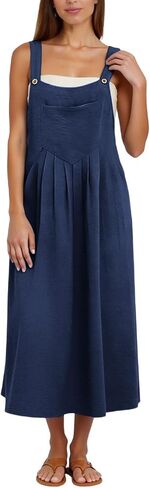 Overall Dress for Women Summer Long Jumper Dress Adjustable Strap A Line Pinafore Maxi Dresses with Pockets in Saudi Arabia