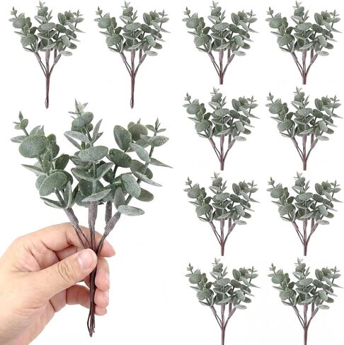 60 Pcs Mini Eucalyptus Stems 6 Inch Artificial Greenery Stem for DIY Bridal Wedding Vase Bouquet Floral Arrangement Centerpiece Baby Shower Home Table Decor Floating Candles in Saudi Arabia