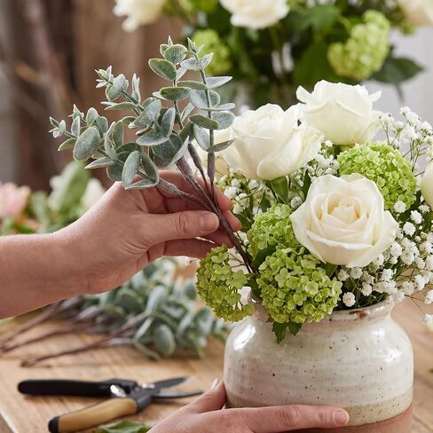 60 Pcs Mini Eucalyptus Stems 6 Inch Artificial Greenery Stem for DIY Bridal Wedding Vase Bouquet Floral Arrangement Centerpiece Baby Shower Home Table Decor Floating Candles in Saudi Arabia