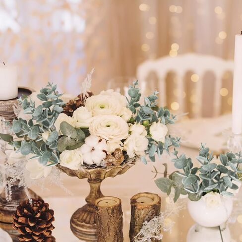 60 Pcs Mini Eucalyptus Stems 6 Inch Artificial Greenery Stem for DIY Bridal Wedding Vase Bouquet Floral Arrangement Centerpiece Baby Shower Home Table Decor Floating Candles in Saudi Arabia