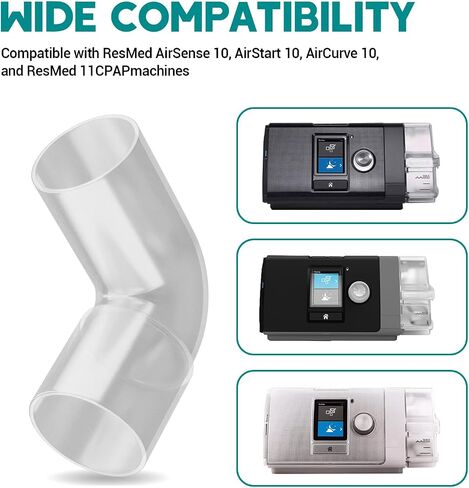CPAP Elbow Connector, 90° Hose Adapter, 2 Pack for ResMed 10/11 | 90° elbow CPAP hose adapter. Fits ResMed AirSense 10, AirCurve 10, AirStart 10 & ResMed 11. 22mm connector. 2-pack in Saudi Arabia