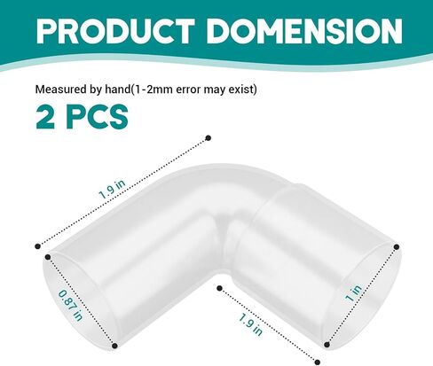 CPAP Elbow Connector, 90° Hose Adapter, 2 Pack for ResMed 10/11 | 90° elbow CPAP hose adapter. Fits ResMed AirSense 10, AirCurve 10, AirStart 10 & ResMed 11. 22mm connector. 2-pack in Saudi Arabia