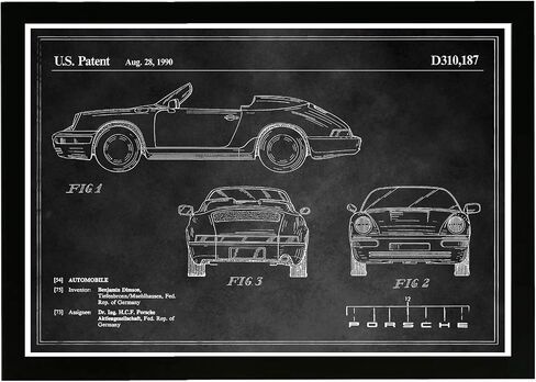 Vintage Invention Blueprint Man Cave Framed Wall Art Painting Photography Print 'Flying-Machine 1889' Home Décor for Men in Black and White, 19x13 by Wynwood Studio in Saudi Arabia