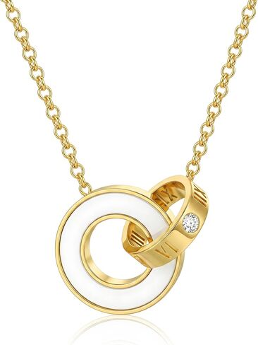 Pendant Necklace For Women, 18K Gold-Plated Chain, with Enamel Circle in Saudi Arabia