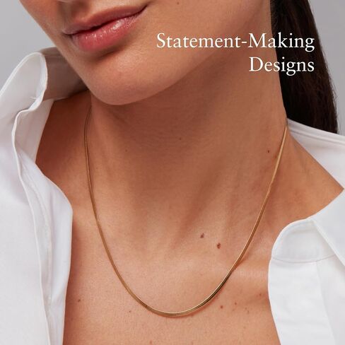 JENNY BIRD Zeina Slim Flat Snake Chain Necklace | High Polish Gold, Lobster Clasp | Sleek, Chunky Designer Jewelry for Women in Saudi Arabia