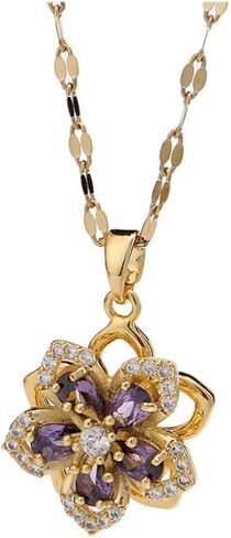 Women's Zinc Sun Flower Princess Necklace 16 Inches Purple Necklace Cosplay Costume Accessories BFF Gift Idea in Kuwait