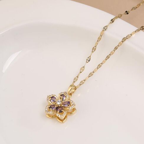 Women's Zinc Sun Flower Princess Necklace 16 Inches Purple Necklace Cosplay Costume Accessories BFF Gift Idea in Kuwait