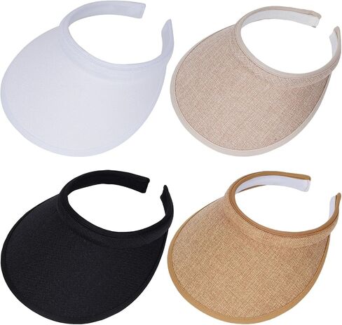 4Pcs Clip On Sun Visors Hats for Women, Wide Brim Sun Visors UV Protection, Slip On Visors, Outdoor Golf Beach Tennis Cap in Saudi Arabia