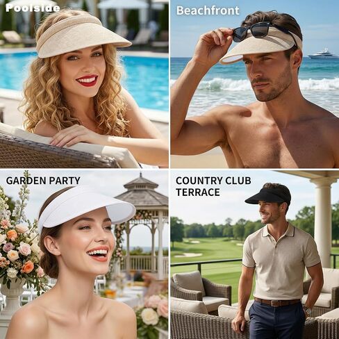 4Pcs Clip On Sun Visors Hats for Women, Wide Brim Sun Visors UV Protection, Slip On Visors, Outdoor Golf Beach Tennis Cap in Saudi Arabia