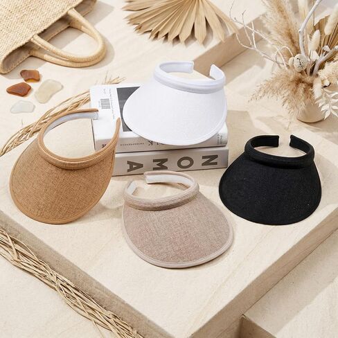 4Pcs Clip On Sun Visors Hats for Women, Wide Brim Sun Visors UV Protection, Slip On Visors, Outdoor Golf Beach Tennis Cap in Saudi Arabia