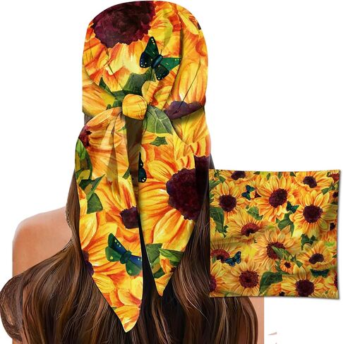 Head Scarf for Women, 27.5" Satin Feel Square Scarf, Cute Fashion Printed Hair Wrap Bandana in Saudi Arabia