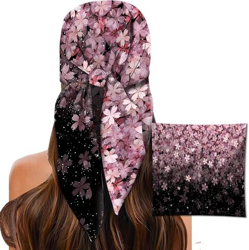Head Scarf for Women, 27.5" Satin Feel Square Scarf, Cute Fashion Printed Hair Wrap Bandana in Saudi Arabia
