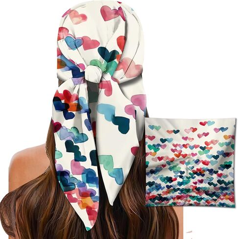 Head Scarf for Women, 27.5" Satin Feel Square Scarf, Cute Fashion Printed Hair Wrap Bandana in Saudi Arabia