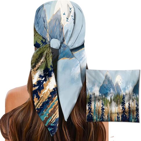 Head Scarf for Women, 27.5" Satin Feel Square Scarf, Cute Fashion Printed Hair Wrap Bandana in Saudi Arabia