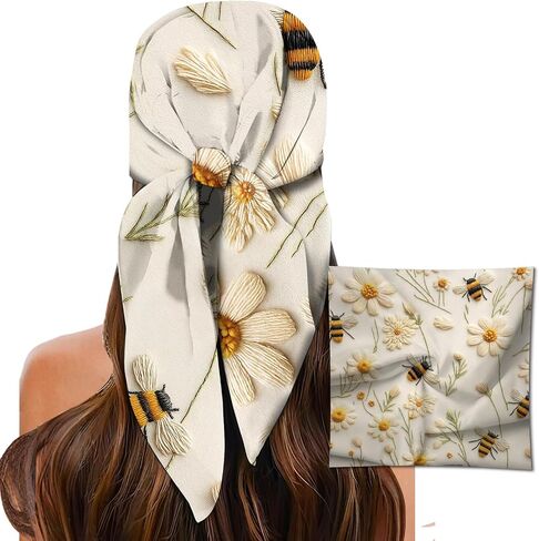 Head Scarf for Women, 27.5" Satin Feel Square Scarf, Cute Fashion Printed Hair Wrap Bandana in Saudi Arabia