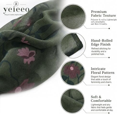 Yeieeo Lightweight Scarf for Women Fashion Head Cover Hijab Voile Scarf Shawl Wrap for Spring Summer Season in Saudi Arabia